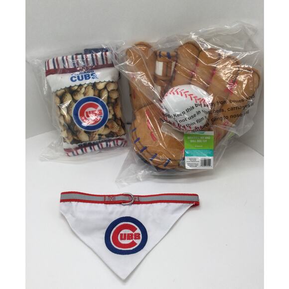MLB Chicago Cubs Puppy Pack Ball and Glove Lot of 3 - Picture 1 of 9